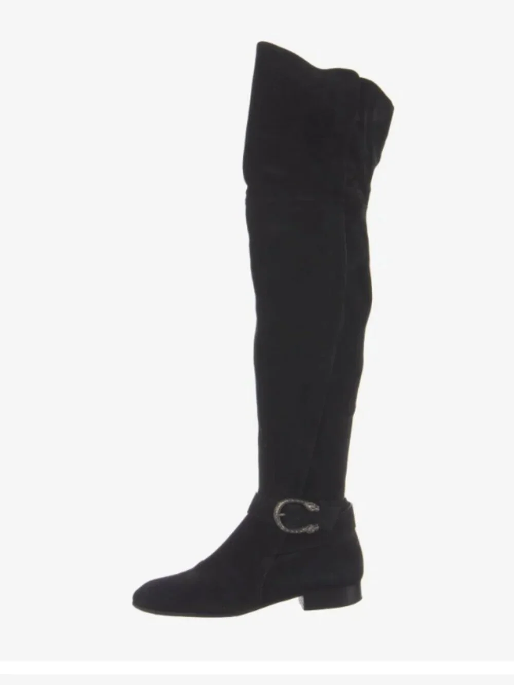 Gucci Suede Over The Knee Boots Womens Sz 9 Black Dionysus Buckles Preppy Formal